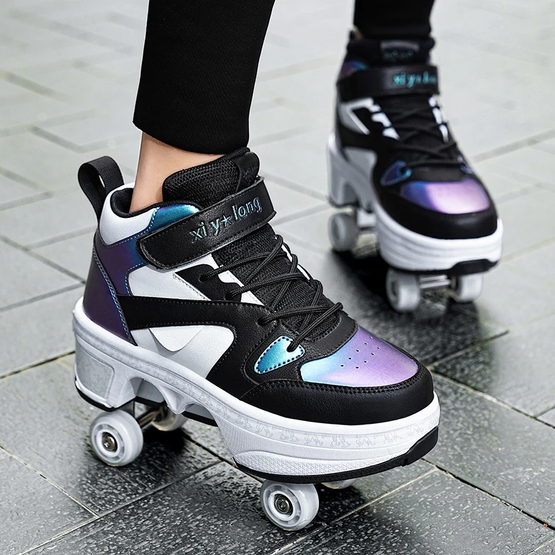 Running Shoes Men - NEW children's sports roller skates deformation