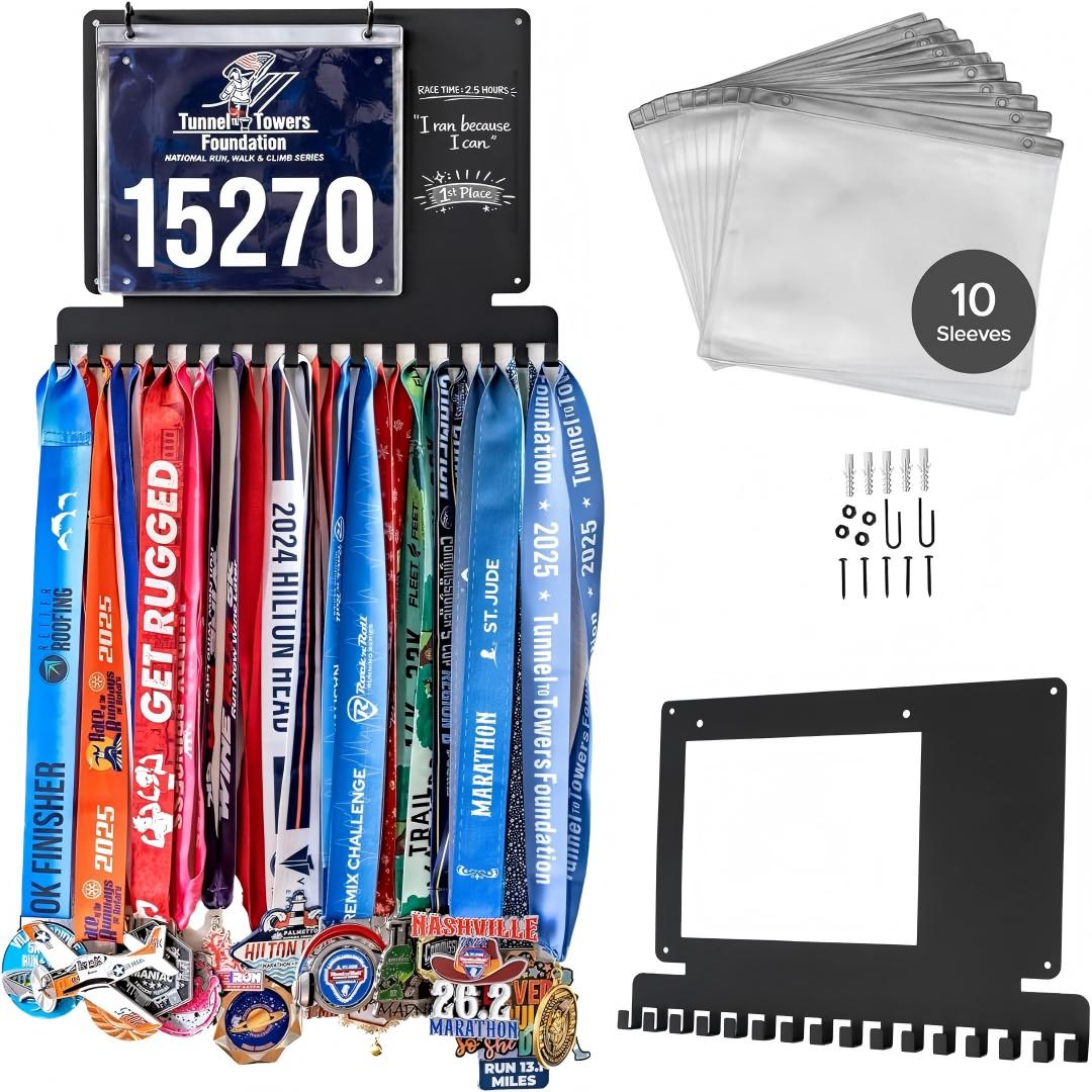 Race Bib - Running Medal Hanger Display, Premium Thick