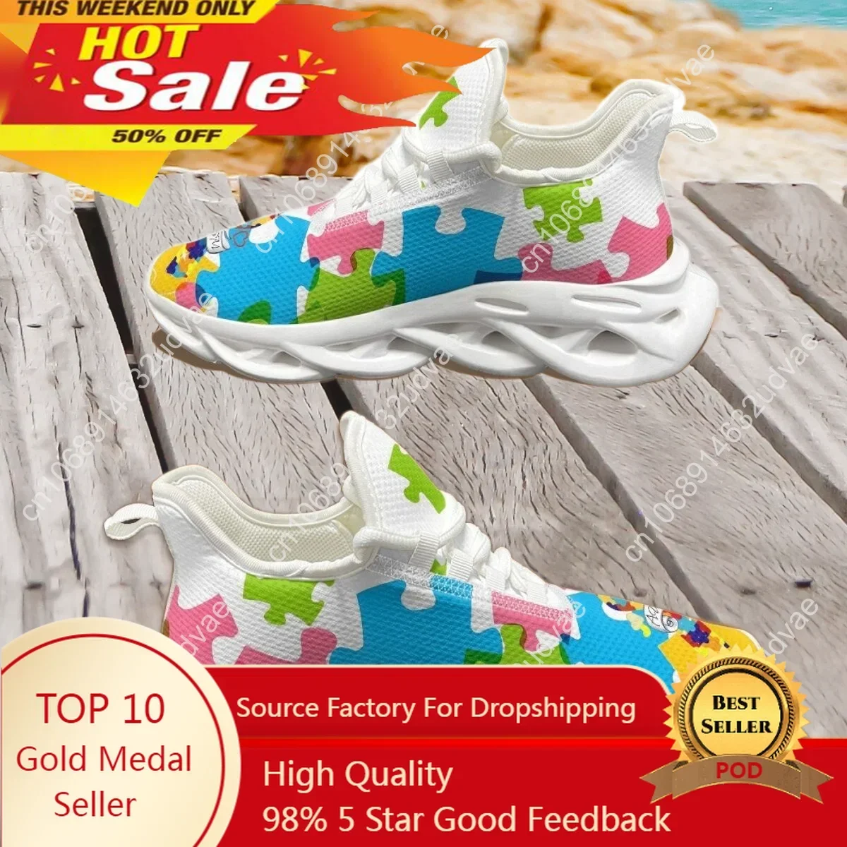 Running Shoes Women - Autism Awareness Sports Running Shoe Color