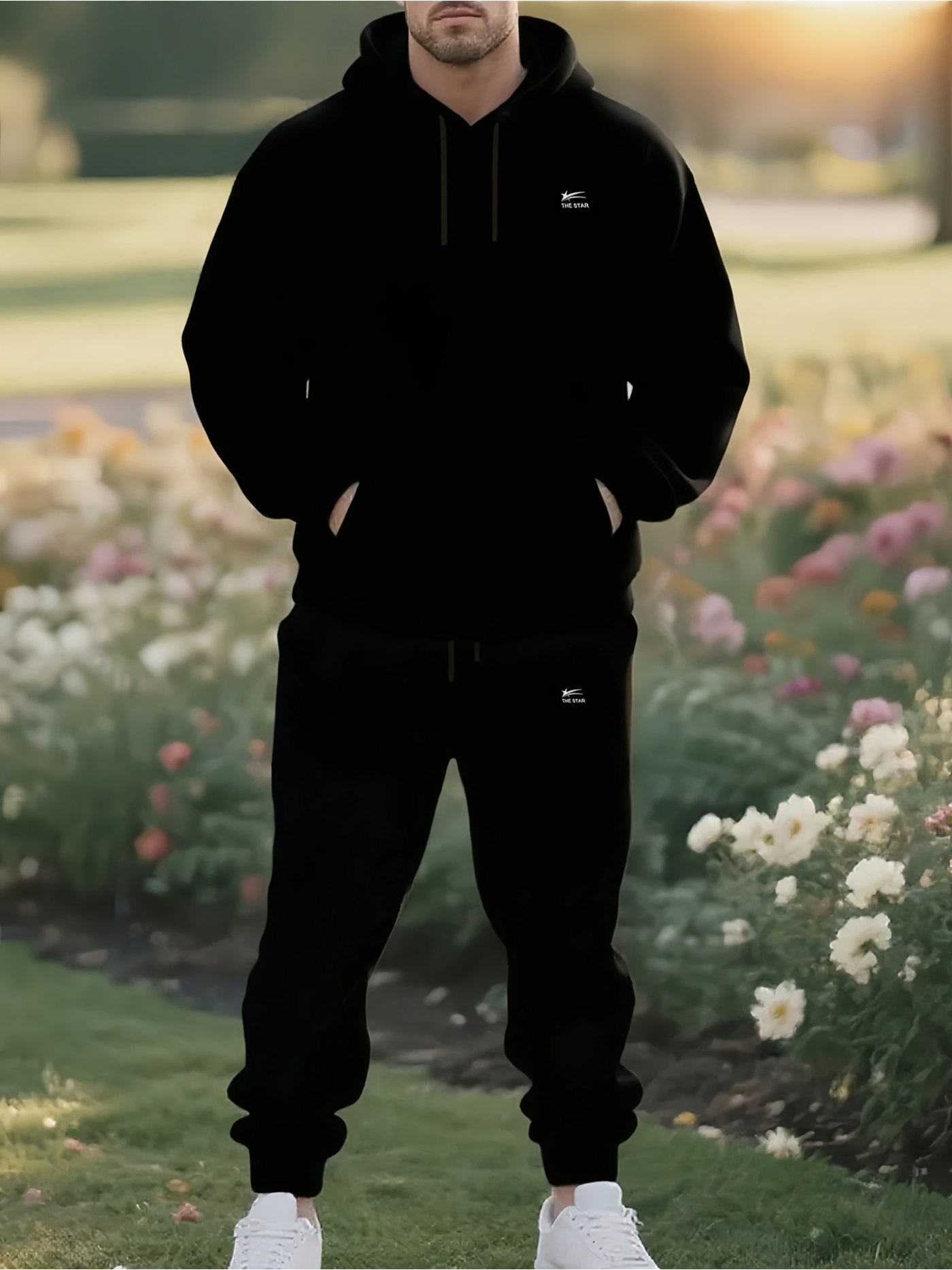 Joggers Pants - 2026 Men 2‑Pieces Tracksuit Black Hoodie