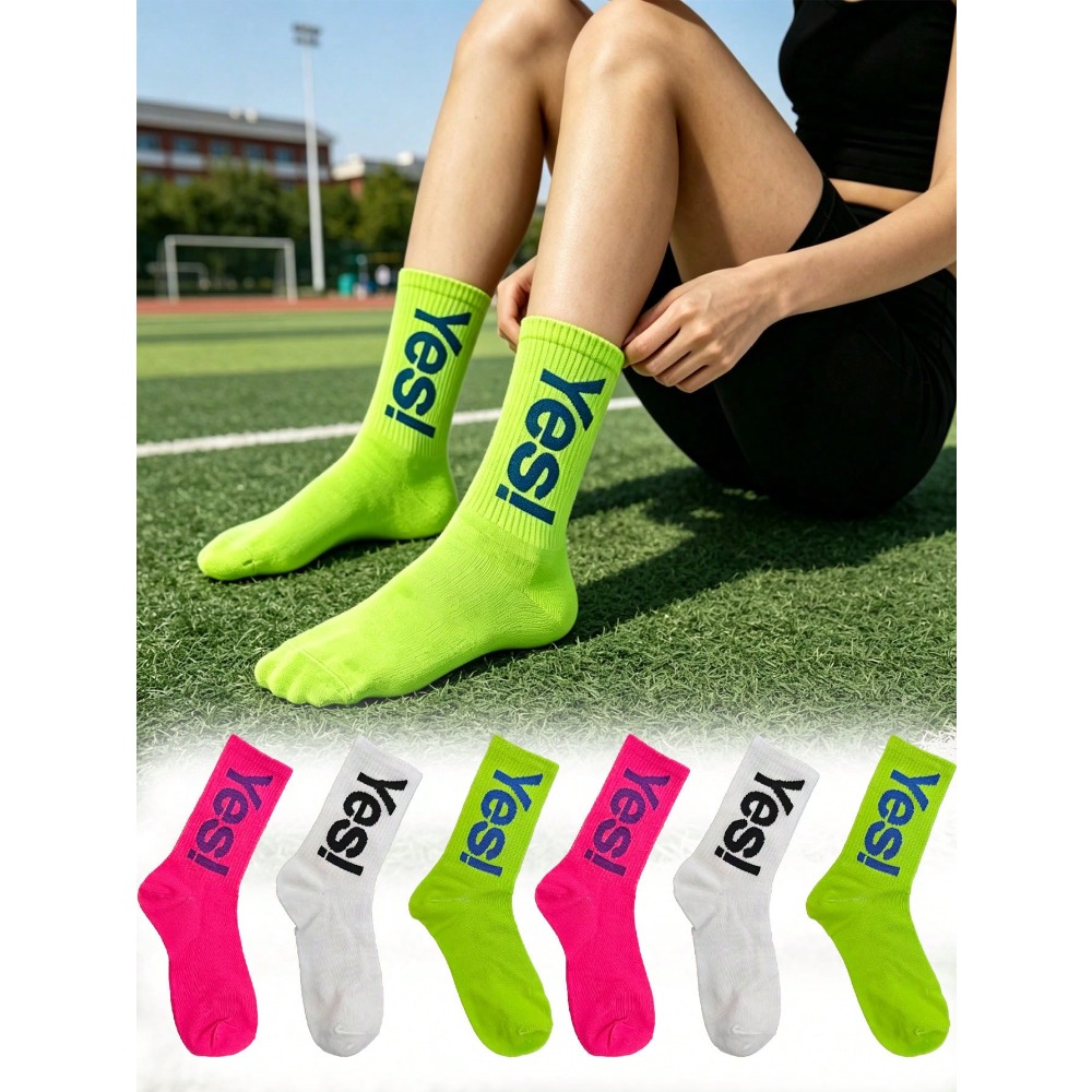 Sports Socks - 1/4 Pair Fluorescent Letter Pattern Socks,