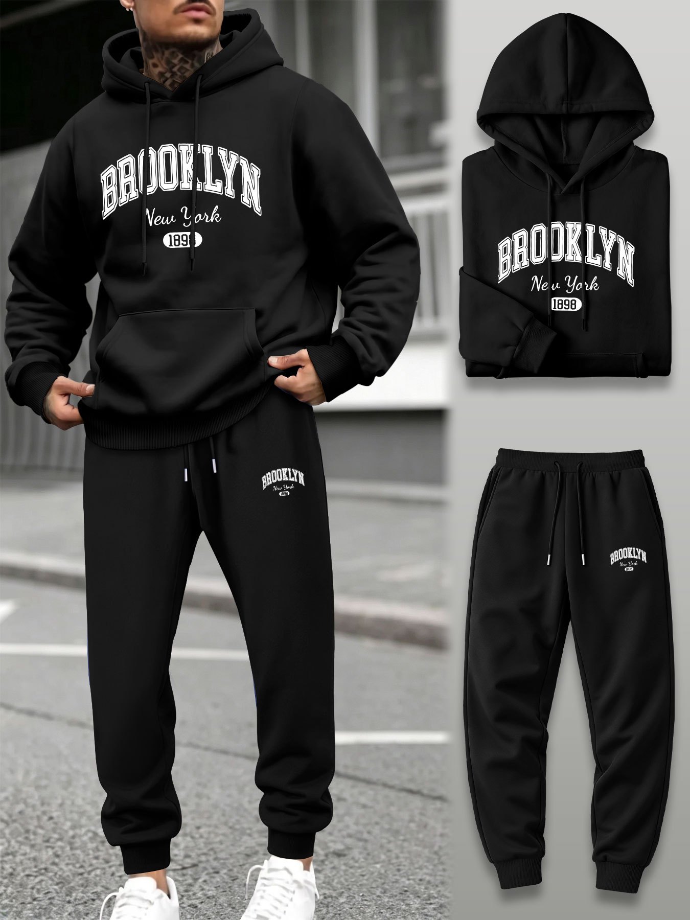 Joggers Pants - Men 2 Piece Tracksuit Hoodie Jogger