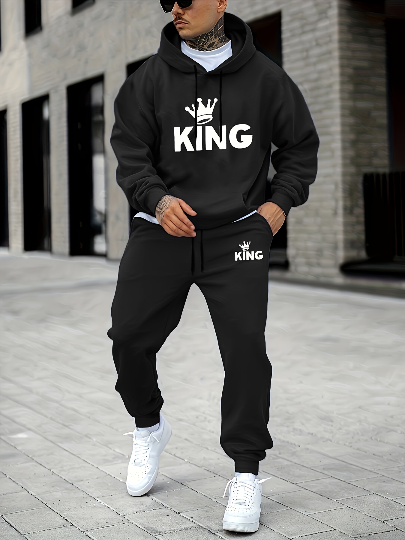Men's KING Crown Print Tracksu - đánh giá và giá Joggers Pants