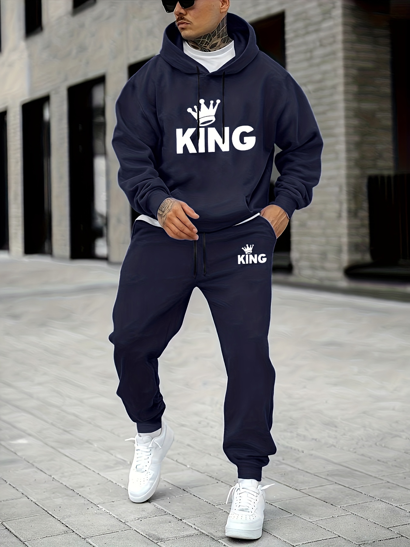 Men's KING Crown Print Tracksu - đánh giá và giá Joggers Pants